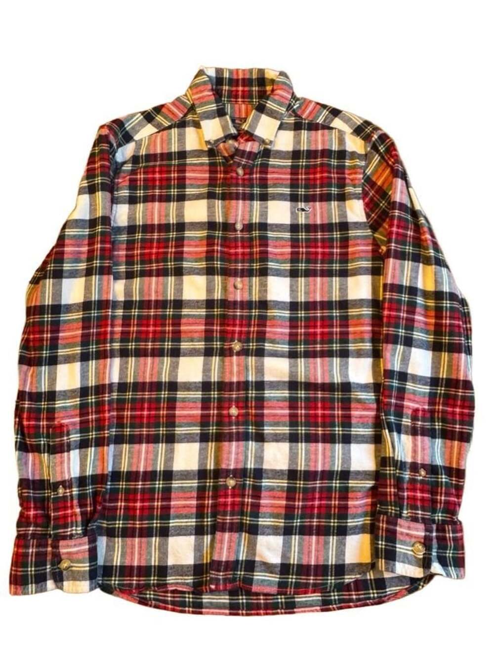 Vineyard Vines Plaid Flannel Shirt Size S Red Green Long Sleeve h1577